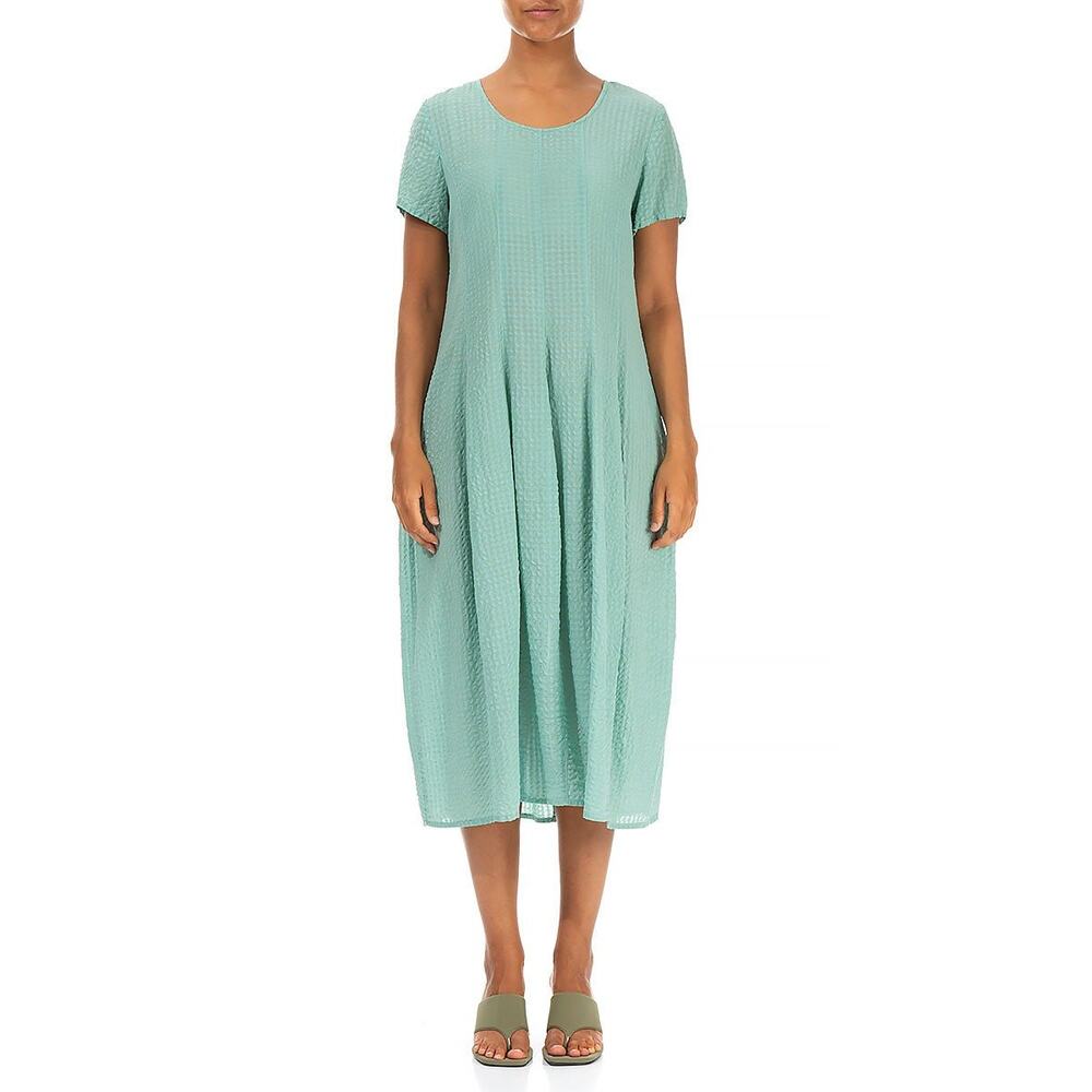 Grizas Women's Silk Midi Dress Size XL Mint Scoop Neck NWT